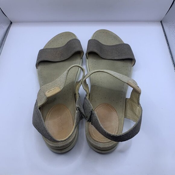 ECCO Damara Women’s 40 US 9-9.5 Pewter Metallic Elastic & Leather Sandals - Picture 4 of 7
